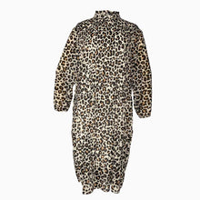  Camel leopard print crinkle pleated dress - Black Truffle