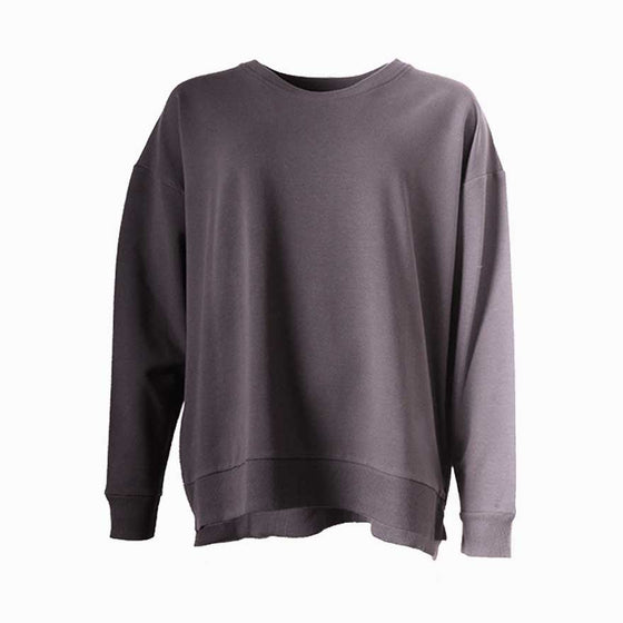 Cotton sweatshirt with zip detail in charcoal grey