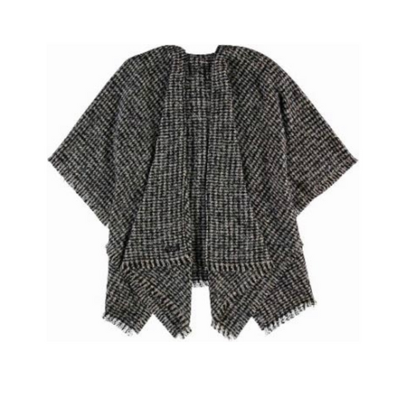 Charcoal check boucle poncho by Fraas 625278 - Black Truffle