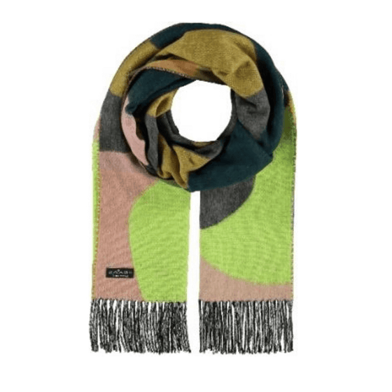 Green abstract print scarf by Fraas 625458 - Black Truffle
