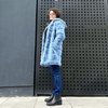 Faux fur hooded coat in jeans blue by JS Millenium - Black Truffle