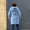Faux fur hooded coat in jeans blue by JS Millenium - Black Truffle
