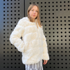White faux fur hooded jacket by JS Millenium - Black Truffle