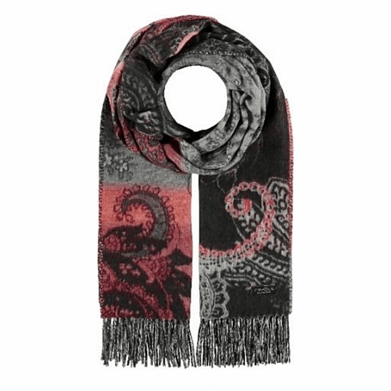 Charcoal paisley floral scarf by Fraas 625278 - Black Truffle