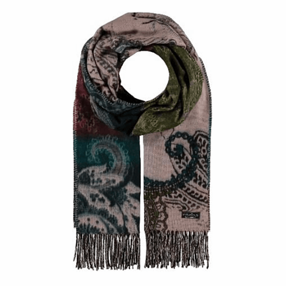 Rose paisley floral scarf by Fraas 625278 - Black Truffle