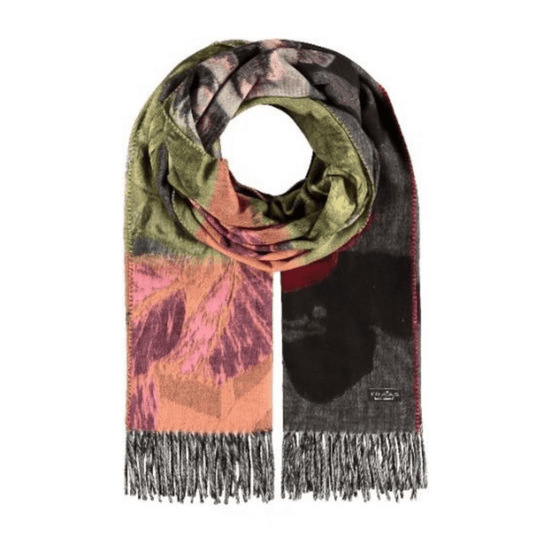 Pink wild rose oversized scarf by Fraas 265279 - Black Truffle