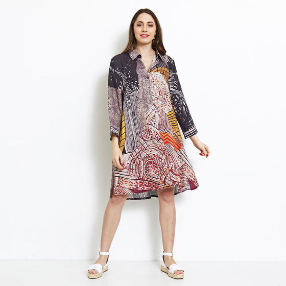 Printed buttoned dress by Bella Blue