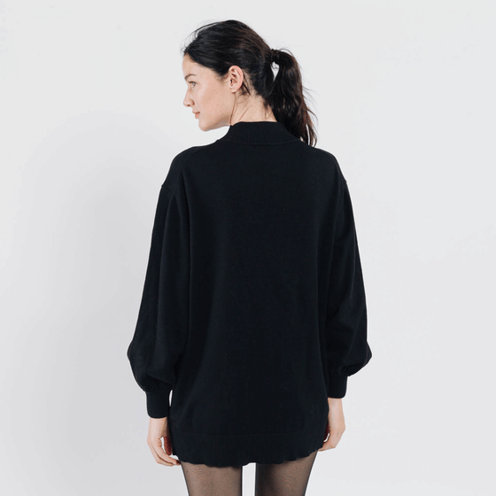 Sweewe black long length cowl neck sweater - Black Truffle