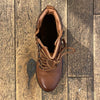 Tan laceup walking boot with padded heel cuff by Carmela - Black Truffle