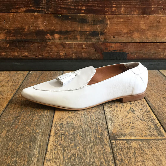 Women's loafer in white leather by Relance - Black Truffle